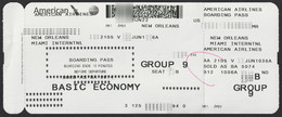 ONEWORLD 2022 American Airlines AIRPLANE Boarding Pass USA Miami New Orleans MR1 MSY QR Code - Tarjetas De Embarque
