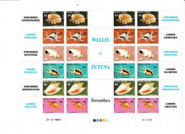 WALLIS ET FUTUNA N° 312 à 317 EN FEUILLET NEUFS SANS CHARNIERE COTE 57.00€ COQUILLAGE ANIMAUX - Blokken & Velletjes