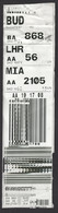 AIRPLANE AIRLINES Baggage Luggage Label Tag Stripe Self Adhesive USED - Budapest London Miami USA Hungary Britain 2022 - Etiquetas De Equipaje