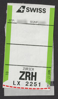 AIRPLANE AIRLINES Baggage Luggage Label Tag Stripe Self Adhesive USED - 2022 SWISS Switzerland Zürich - Etiquetas De Equipaje