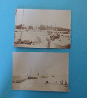 44  LE POULIGUEN - 2 PHOTOGRAPHIES  (JETEE DU POULIGUEN ET PORT YACHT CAROLINE DE MONTAGU) 1910 ENVIRON - Plaatsen