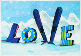 ► CPSM  La Marmotte Marie Olé  LOVE Ski - Lutte