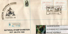 Expo.Philatelique Tarapex 86. Lettre Recommandee De New-Plymouth, Adressée En Australie - Covers & Documents