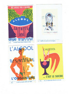 Delcampe - Lot 4 - Carte Postale  ALCOOL Suicide Prison De La Santé Bouteille Vin Lettre Alphabet ILLUSTRATION Homme Alcoolique - Gesundheit
