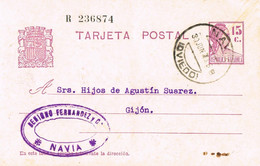 45636. Entero Postal NAVIA (Oviedo) 1933 A Gijon. Rampon Comercial - 1931-....