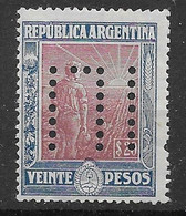 Argentina Mh* 1898 With Gum And Perfin - Unused Stamps