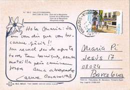 45640. Postal ESCALES - ENGORDANY (Andorra Española) 1990. Tema EUROPA. Pont De La Margineda - Brieven En Documenten