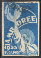 SCOUT SCOUTS JAMBOREE - LABEL CINDERELLA VIGNETTE - 1933 Hungary Budapest Gödöllő Globe World - Postmark BUDAPEST - Gebraucht