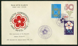 Türkiye 1973 50th Anniversary Of The Republic Mi 2301-2303 FDC - Lettres & Documents
