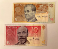 Estonia Set: 2 Banknotes 5 And 10 Krooni - Estonia