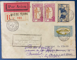 Guadeloupe Lettre Recommandée 1ere Depeche Aérienne Pour Amerique Du Nord Et Europe 1er Aout 1937 - Cartas & Documentos