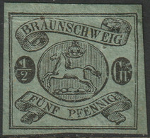 Brunswick 1863 Sc 6a Braunschweig Mi 10 MH* Disturbed Gum Thin Paper - Brunswick