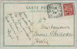 75542  - FRENCH LEVANTE - POSTAL HISTORY -  POSTCARD To ITALY  1908 - Other & Unclassified