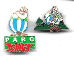 @+ Lot De 2 Pin's : " Collection Parc Asterix" - Obelix Seul Et Avec Asterix (1991) - Stripverhalen