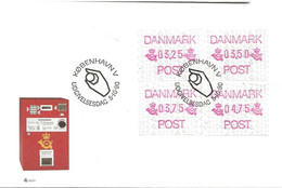 Denmark 1991 Automat Lables  -  4 Labels  - Mi 1  FDC - Storia Postale
