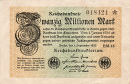 GERMANIA  - 20  MILLIONEN  MARK  1923 - P-108c.3 XF+ - 20 Mio. Mark