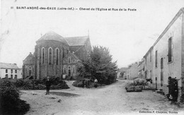 44 - LOIRE ATLANTIQUE - SAINT ANDRE DES EAUX - Chevet De L'Eglise Et Rue De La Poste - Très Bon état - Autres Communes