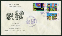 Türkiye 1975 Children Drawings, Paintings Mi 2351-2353 FDC - Briefe U. Dokumente