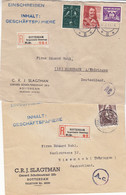 2 Zensur-R-Briefe Aus ROTTERDAM BURGEMEESTER ROOSESTRAAT 1944 Nach Eisenach  /Thüringen - Cartas