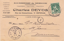 Charles Devos Ostende Saurisserie Du Meiboom Harengs Sardines Oostende Vers Namur 1913 Namen - Illustrat. Cards