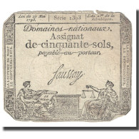 France, 50 Sols, 1793, Saussay, 1793-05-23, B+, KM:A70b - Assignats & Mandats Territoriaux