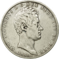 Monnaie, États Italiens, SARDINIA, Carlo Alberto, 5 Lire, 1849, Genoa, TB+ - Piemonte-Sardinië- Italiaanse Savoie