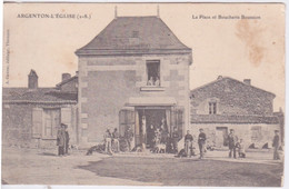 79 - DEUX-SEVRES -  ARGENTON L'EGLISE - LA BOUCHERIE BOUSSION SUR LA PLACE - Other & Unclassified