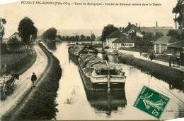 Pouilly En Auxois * Le Canal De Bourgogne * Convoi De Bateaux Péniche ANGUILLE Dans Le Bassin * Batellerie - Altri & Non Classificati