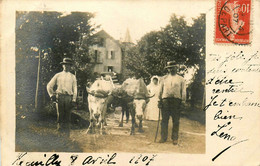 Heuilley Sur Saône * Carte Photo * Fermier Ferme Du Village * Attelage De Boeufs - Autres & Non Classés