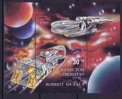 Uzbekistan Space 1997 Spaceships. Star Trek And Enterprise  Souvenir Sheet - Ouzbékistan