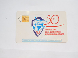 Télécarte Monaco , MF28 , Jeune Chambre Economique ,  TBE , Cote : 4 Euros - Monace