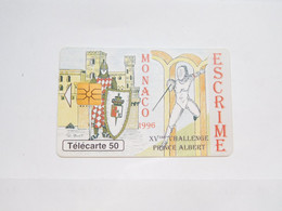 Télécarte Monaco , MF40 , Escrime ,  TBE , Cote : 2 Euros - Monaco