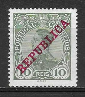 1910 Portugal #172 D,Manuel Overprint Republica 10rs MH - P1813 - Nuovi