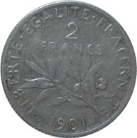 LaZooRo: France 2 Francs 1901 VF - Silver - 2 Francs