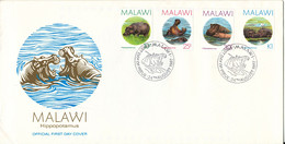 Malawi FDC 24-8-1987 HIPPOPOTAMUS Complete Set Of 4 With Cachet - Malawi (1964-...)