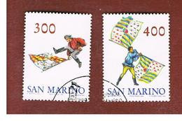 SAN MARINO - UNIF. 1137.1138  - 1984   SBANDIERATORI: SERIE COMPLETA DI 2 -  USATI (USED°) - Usati