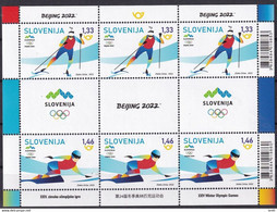 2419 Slowenien Slovenia 2022 Mi.No. 1517 - 1518 ** MNH Mini Sheet Olympic Winter Games China Beijing Biathlon Snowboard - Invierno 2022 : Pekín