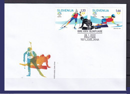 B57 Slowenien Slovenia 2022 Mi.No. 1517 - 1518 FDC Olympic Winter Games China Beijing Biathlon Snowboard - Invierno 2022 : Pekín