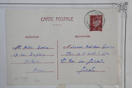 AY11 MAROC  BELLE CARTE ENTIER PETAIN 1942  MEKNES A FIROUTE + AFFRANCH. INTERESSANT - Brieven En Documenten