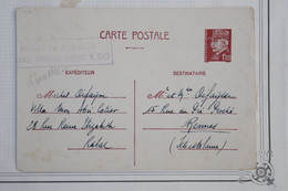 AY11 MAROC  BELLE CARTE ENTIER PETAIN 1942 RABAT  A  RENNES FRANCE+CACHET POSTES PAR AVION  + AFFRANCH. INTERESSANT - Poste Aérienne