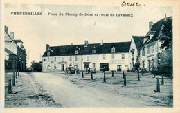 Chénérailles * La Place Du Champ De Foire Et Route De Lavaveix * Commerce Magasin BELLEGY - Chenerailles