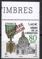 FRANCE 2022---Surcharge DERNIERE EMISSION Sur Timbre 80 Ans MEDAILLE Ordre De La Libération ---NEUF**VOIR SCAN - Ungebraucht