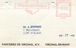 Kaart Van PAPETERIES DE VIRGINAL NV - Student Color - Virginal Brabant Naar Sint Niklaas - Ref 3 - 1960-1979