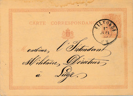CARTE CORRESPONDANCE  1875   VAN VILVORDE NAAR LIEGE    2 SCANS - 1869-1883 Leopoldo II