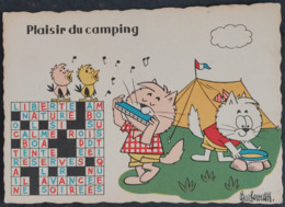 Carte Postale - Plaisir Du Camping (chat - Oiseaux) Illustration : Barberousse (mots Croisés) - Barberousse