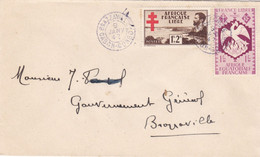 A.E.F. : Croix-Rouge Et Série De Londres 1f Sur Lettre De Brazzaville De 1942 - Brieven En Documenten
