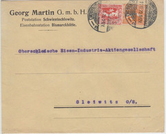 Abstimmung/Oberschlesien - 10+30 Pfg. Brief Schwientochlowitz -Gleiwitz 1920 - Coordination Sectors
