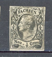 SAXE - Yv. N° 7  Mi N° 8 Type I (o)  1/2n Noir S Gris Cachet ?? Cote  4 Euro BE   2 Scans - Saxony