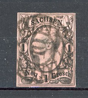 SAXE - Yv. N° 8  Mi N° 9 Type I(o)  1n Noir S Rose Cachet 10  ANNABERG Cote  4 Euro BE R  2 Scans - Saxony