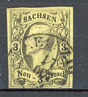 SAXE - Yv. N° 10  Mi N° 11   (o)  3n Noir S Jaune Cachet ?? Cote  12 Euro BE   2 Scans - Saxony